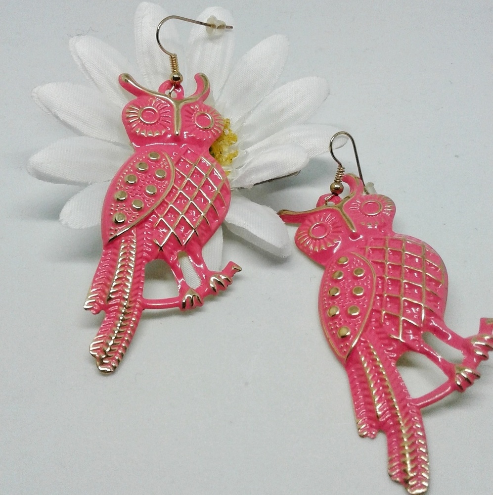 🌍Fuchsia Owl Handmade Earrings ( spain)
